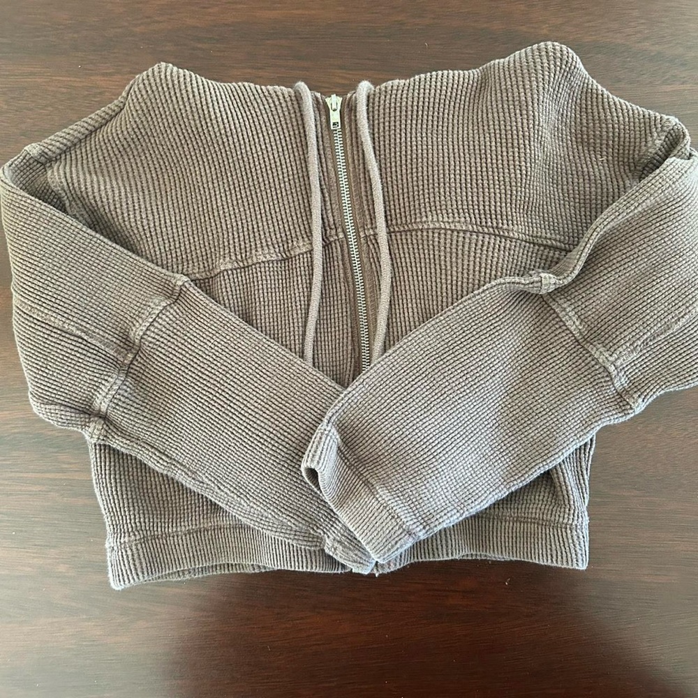 Forever 21 Ribbed Zip-Up Jacket - Taupe